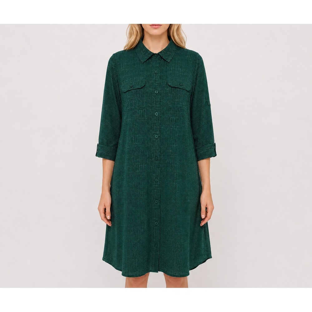 CAbi Polka Dot Shirt Dress Capsule Staple Chic Roll Tab Sleeves‎ Teacher Medium